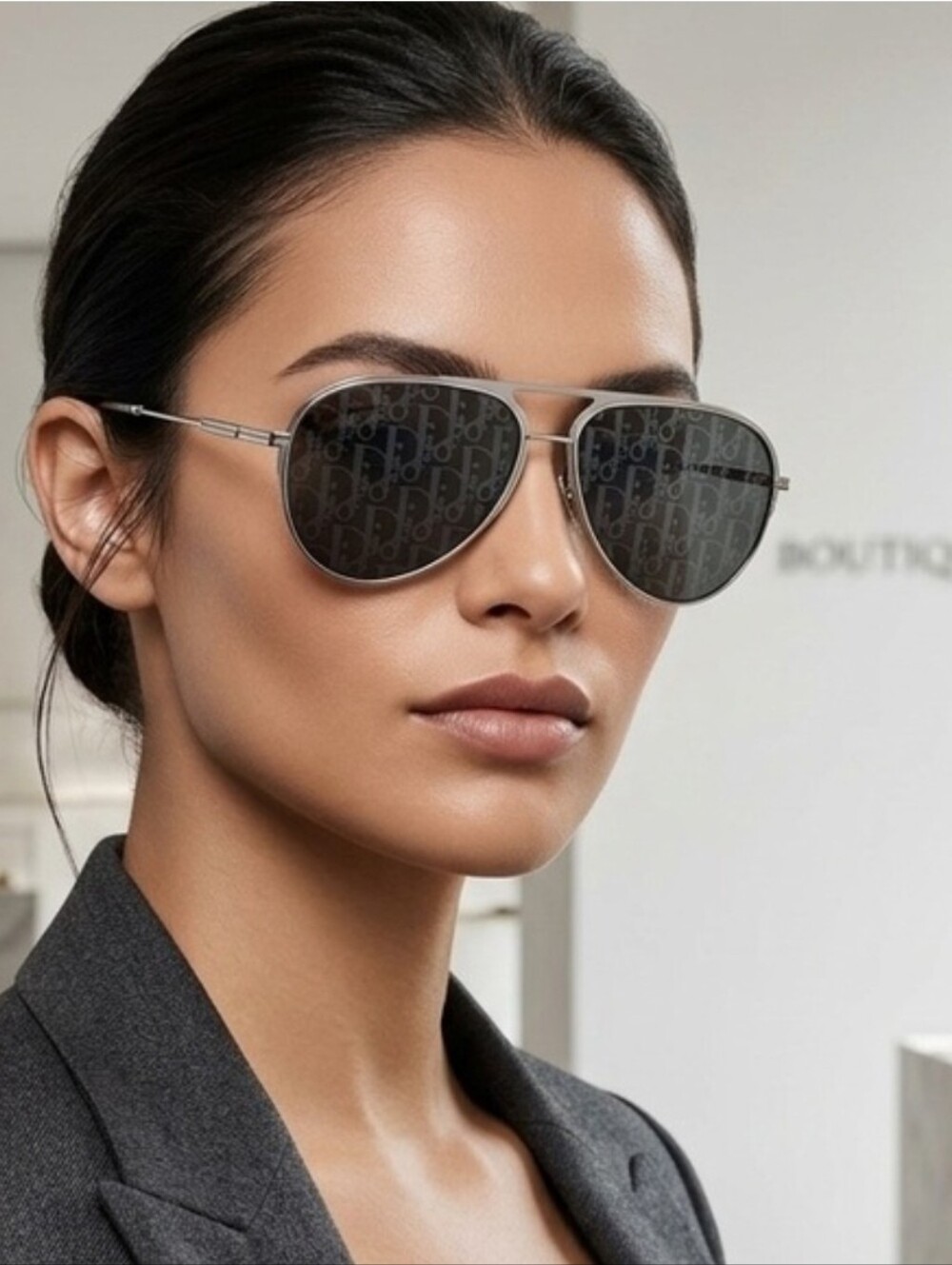 Dior Silver Metal Eyewear Temple Arm